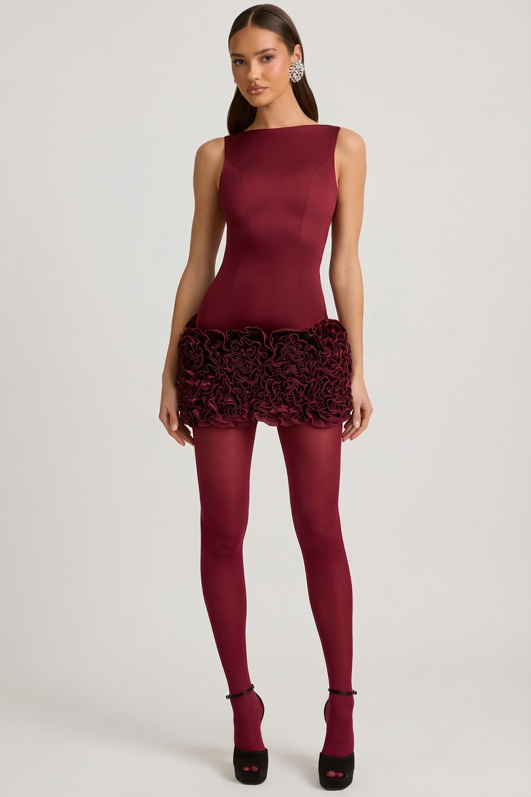 oh polly burgundy wrap dress Uma Velvet Maxi Dress