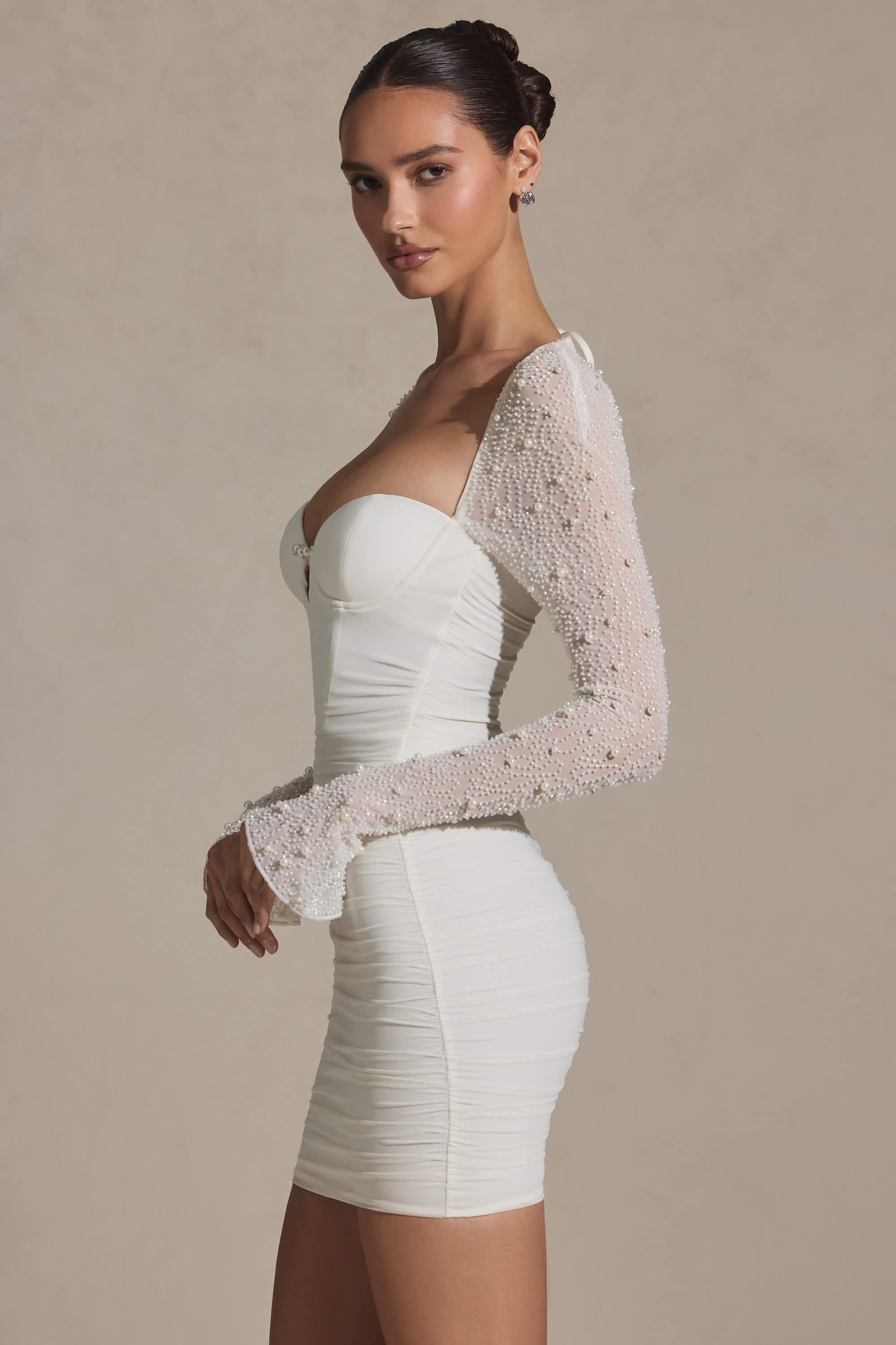 illusion neckline wedding dress with long sleeves Eric Elegant Wedding Dresses Illusion Neckline Long Sleeves Natural Wa –  Dbrbridal