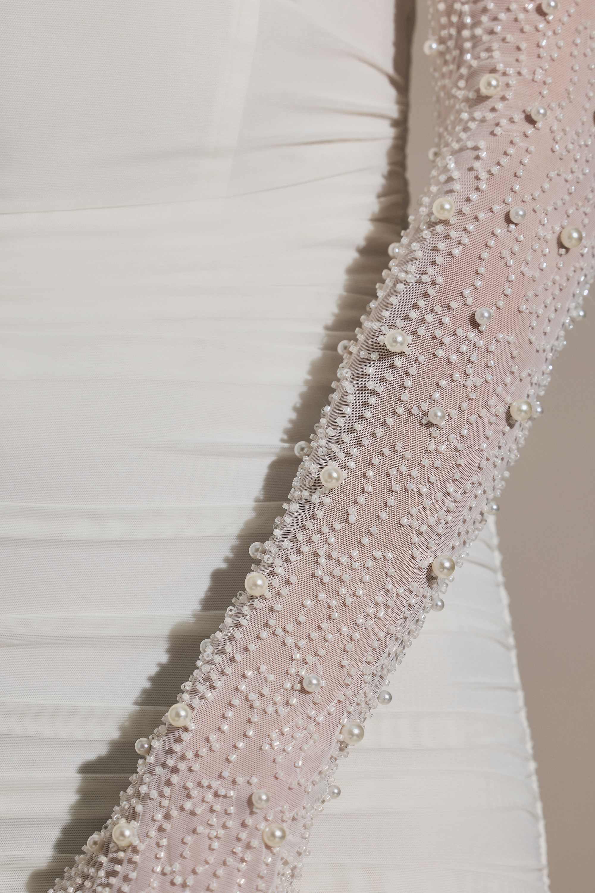 St Germain Long Sleeve Embellished Mini Dress in White | Oh Polly