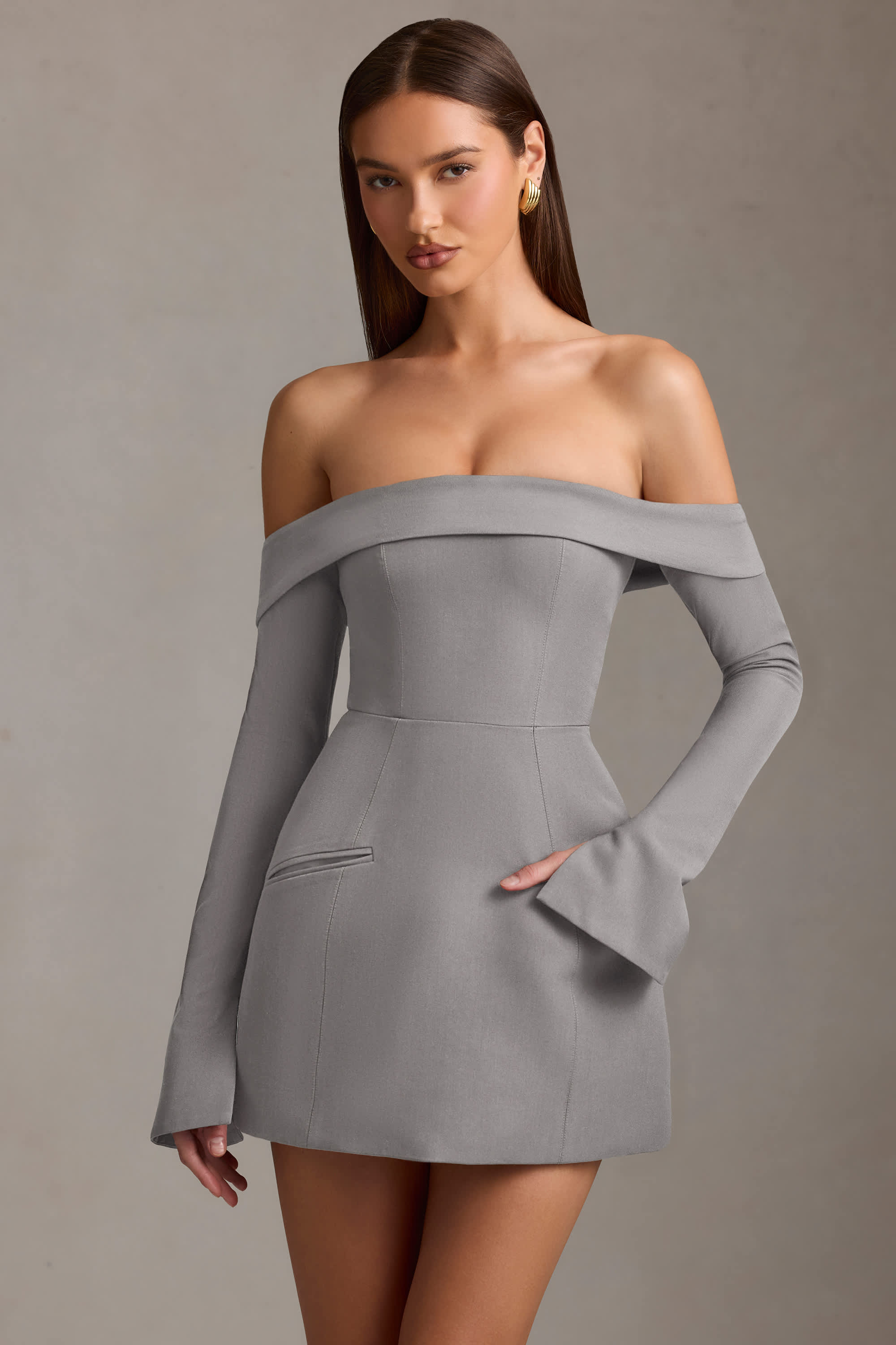 helsi avery long sleeve sequin fit & flare mini dress Avery Sequin Mini Dress in White by HELSI