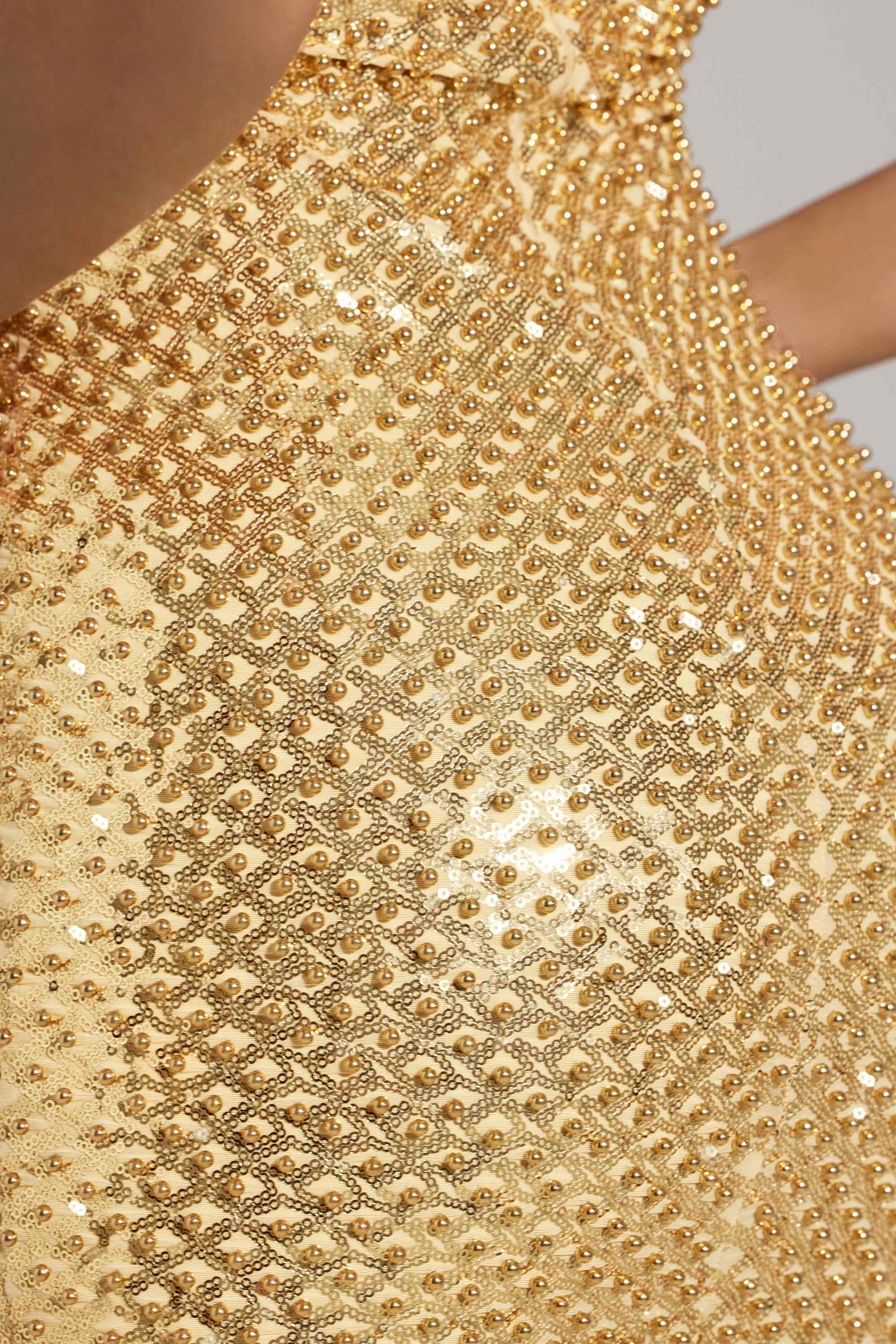 Drop A Glint Embellished Mini Dress in Gold | Oh Polly