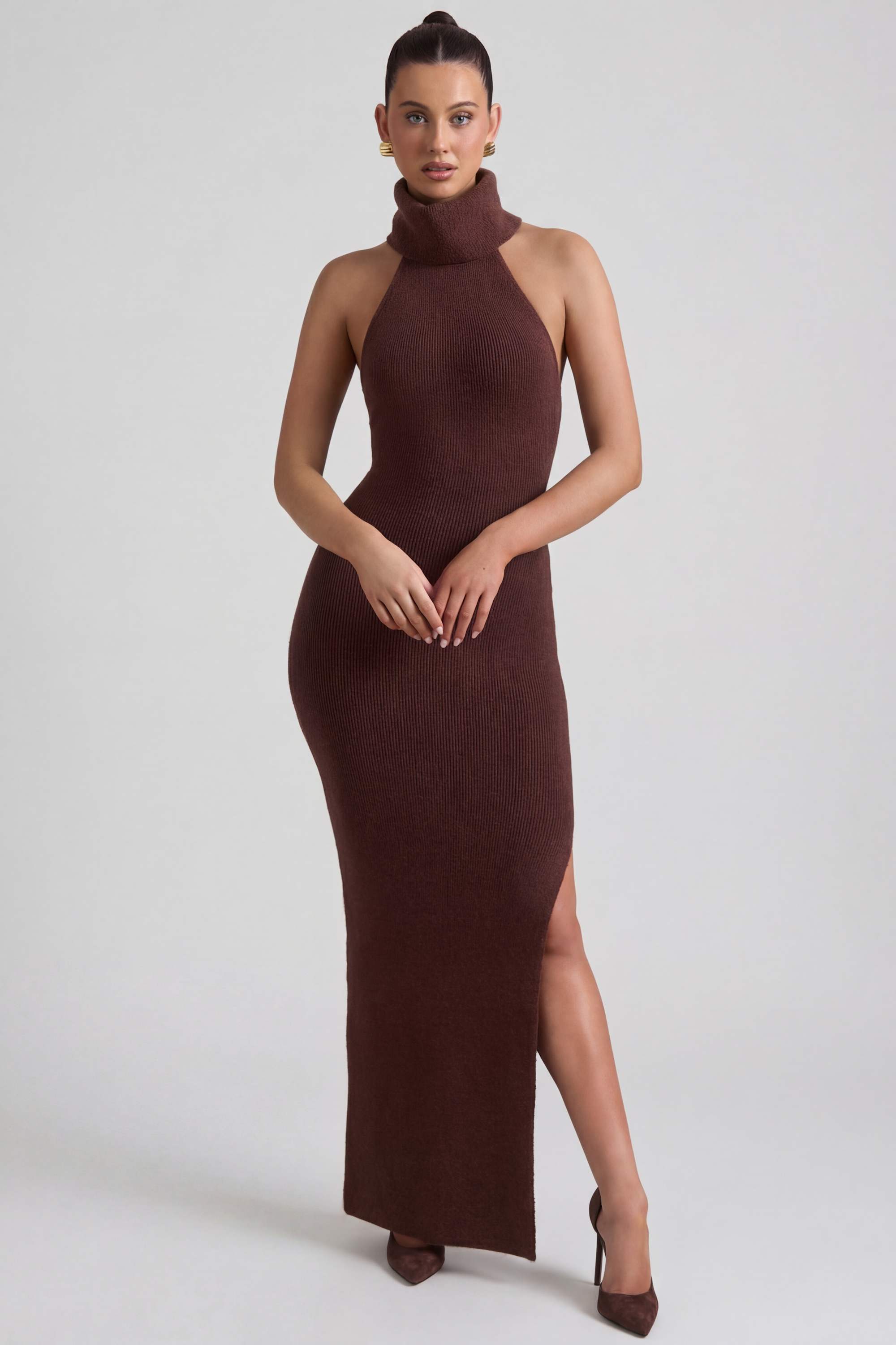 strapless open back dress Backless Turtleneck Dress (DR2005A-WHITE) main image 0