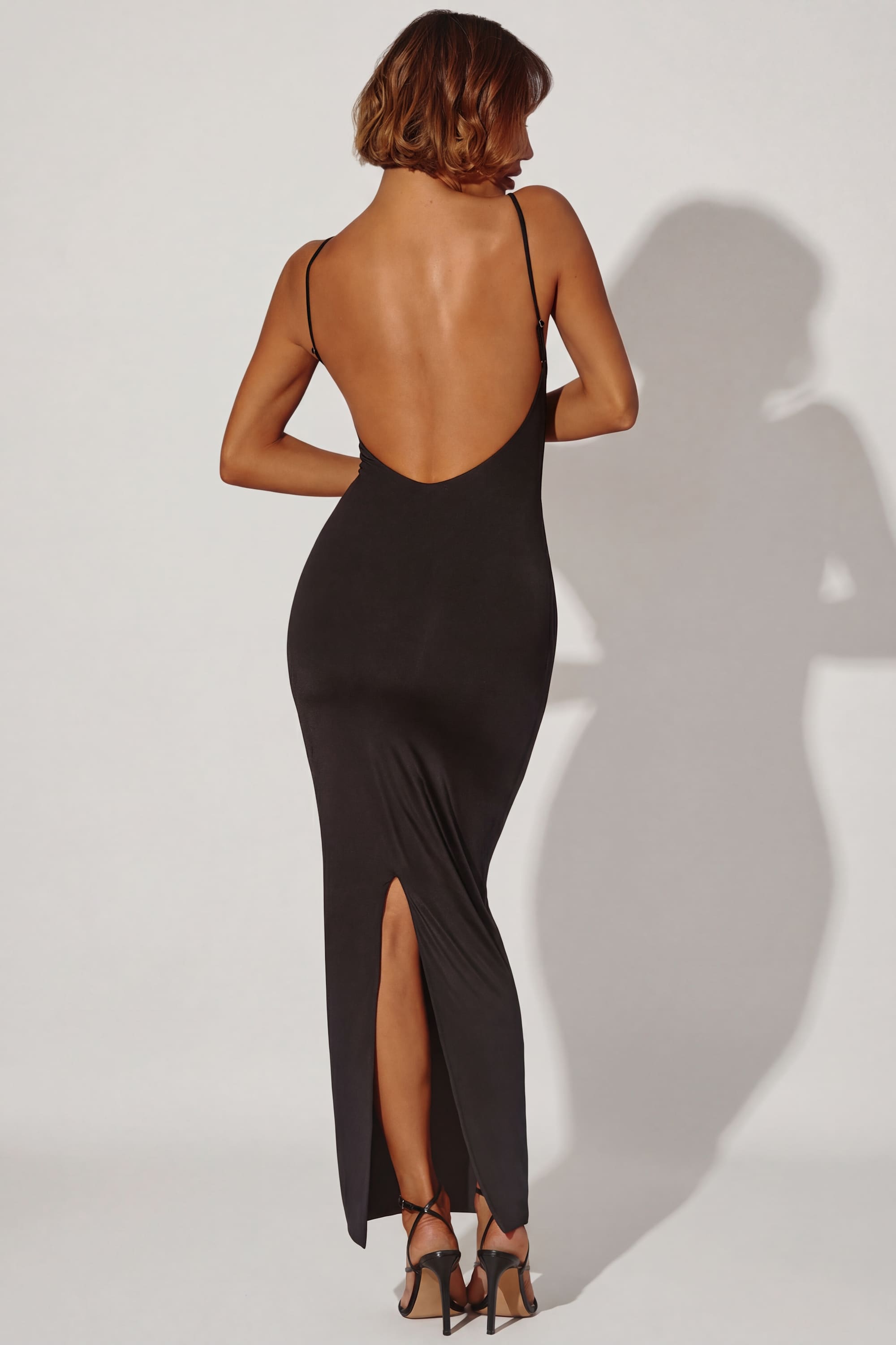 Ryatt Ruched Bodycon Maxi Dress in Black | Oh Polly