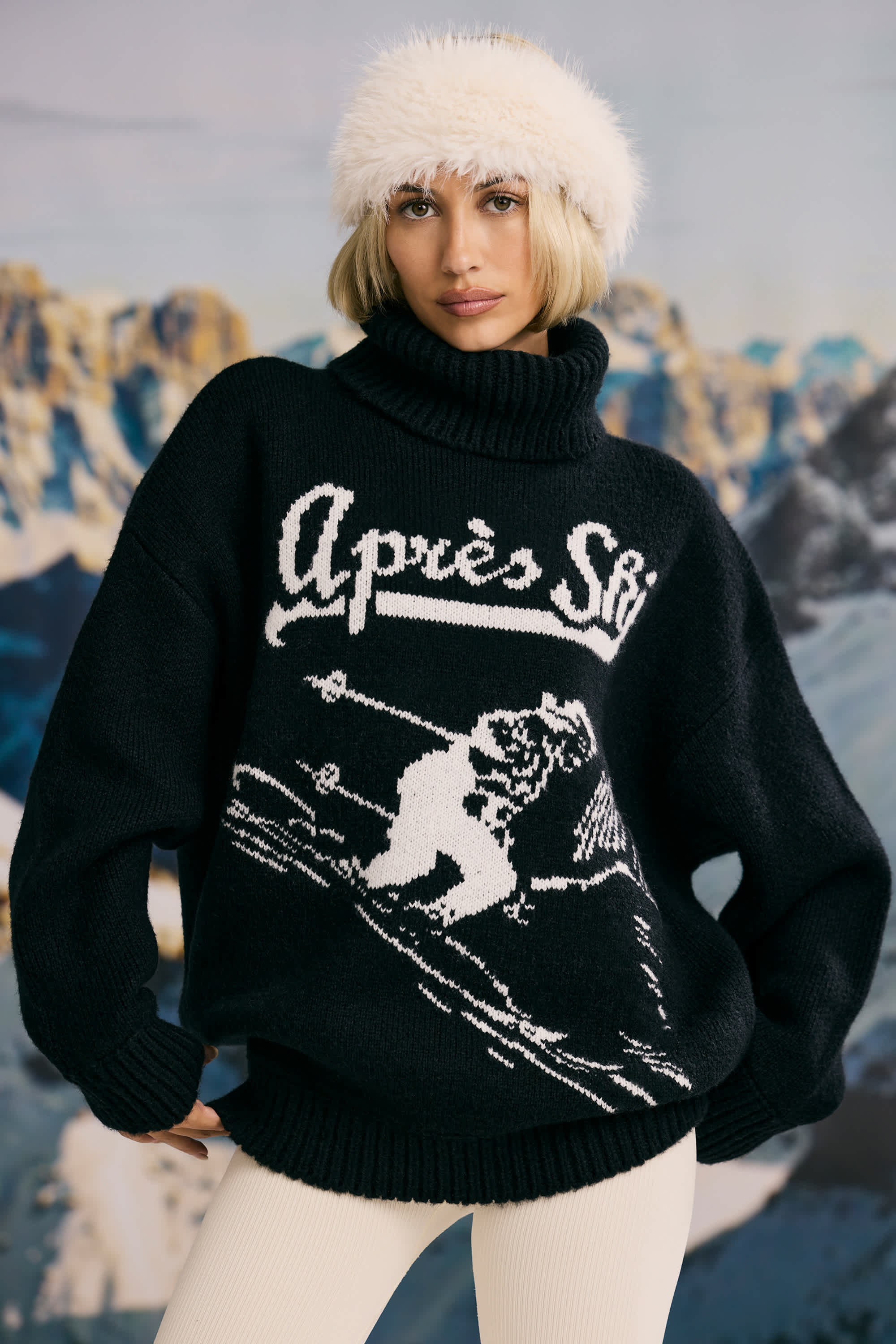 Oversized Chunky-Knit Turtleneck Jumper in Black – Bo+Tee