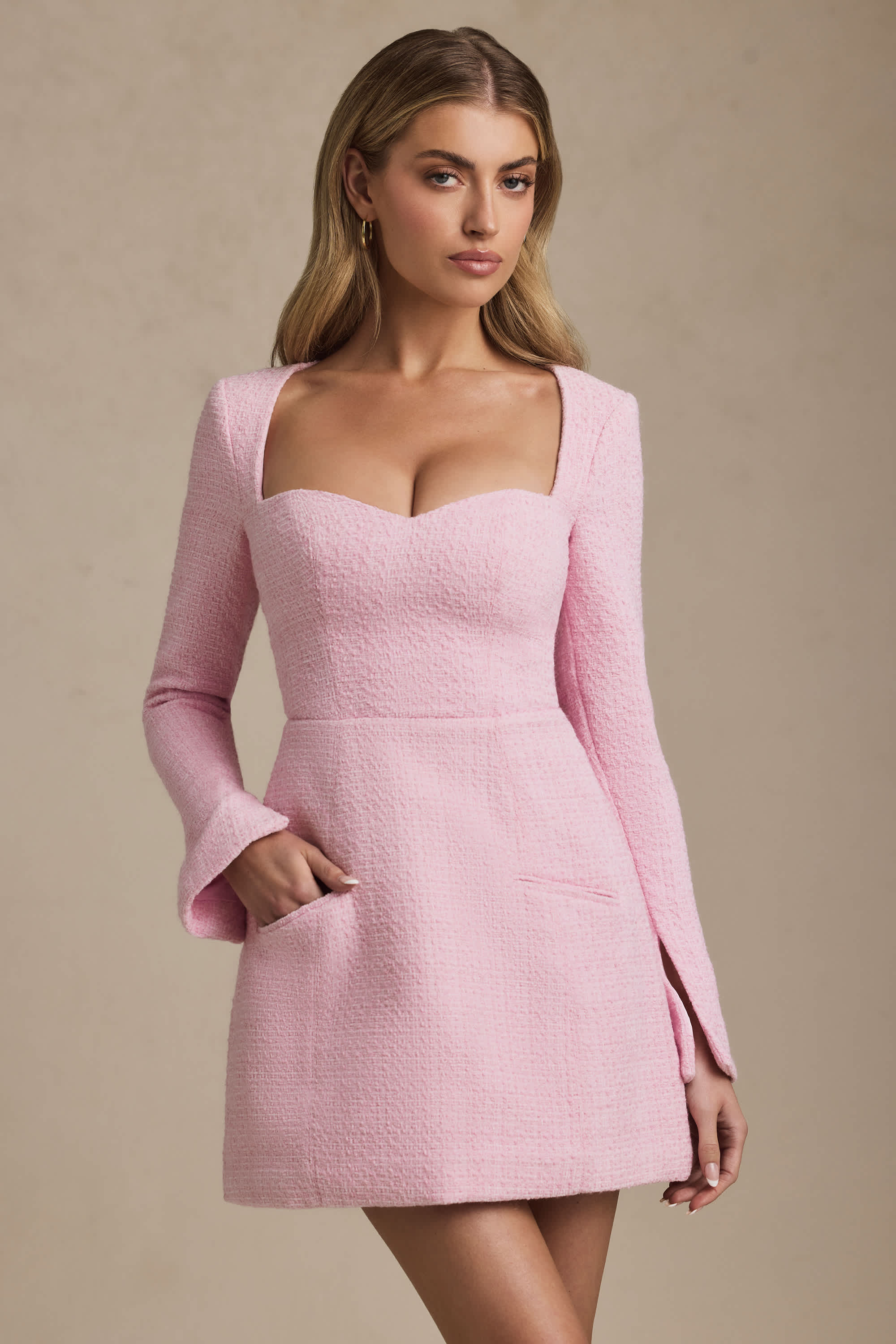 ワンピース ETMON Neck String Pocket Dress, Pink A. Peach Eyelet Mini Dress - Women's Dresses in Pink | Buckle
