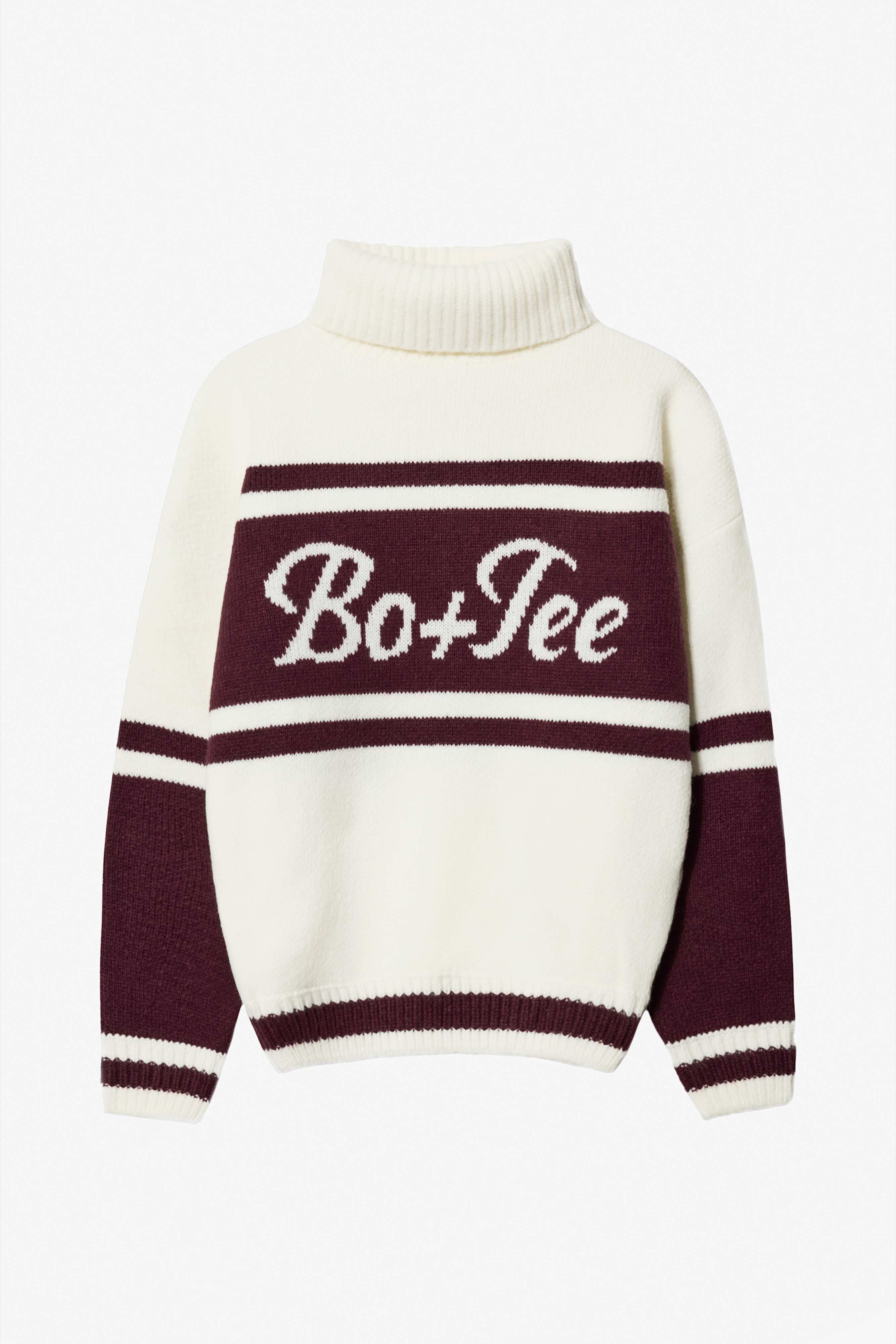 Knit Turtleneck Oversized Jumper in Burgundy – Bo+Tee
